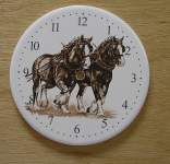 Shire Horses Clock Tile