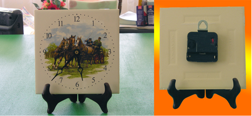 front and back of the square tile clock