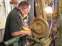 Rob Day at work woodturning.