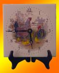 Chicken Scene Square Tile Clock