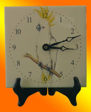 Cockatoo Square Tile Clock