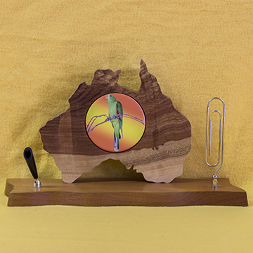 Wooden Australia Pen and Note Holder with Parrot Tile