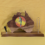 Wooden Australia Pen and Note Holder with Parrot Tile